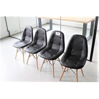 4 design stoelen, zwarte skai bekleed